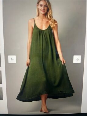 9 Seed Flowy Olive Green Maxi Sundress - Women